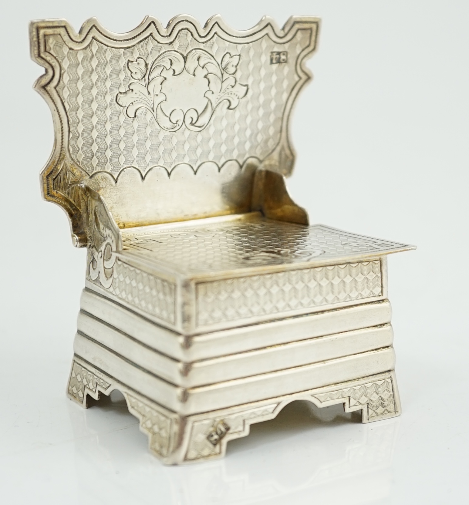 A late 19th century Russian 84 zolotnik silver miniature throne salt